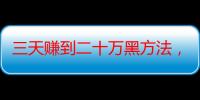 三天赚到二十万黑方法，求富豪借我30万（谁需要钱我借他5万）