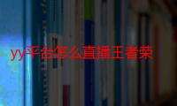 yy平台怎么直播王者荣耀游戏,王者荣耀怎么在yy上直播